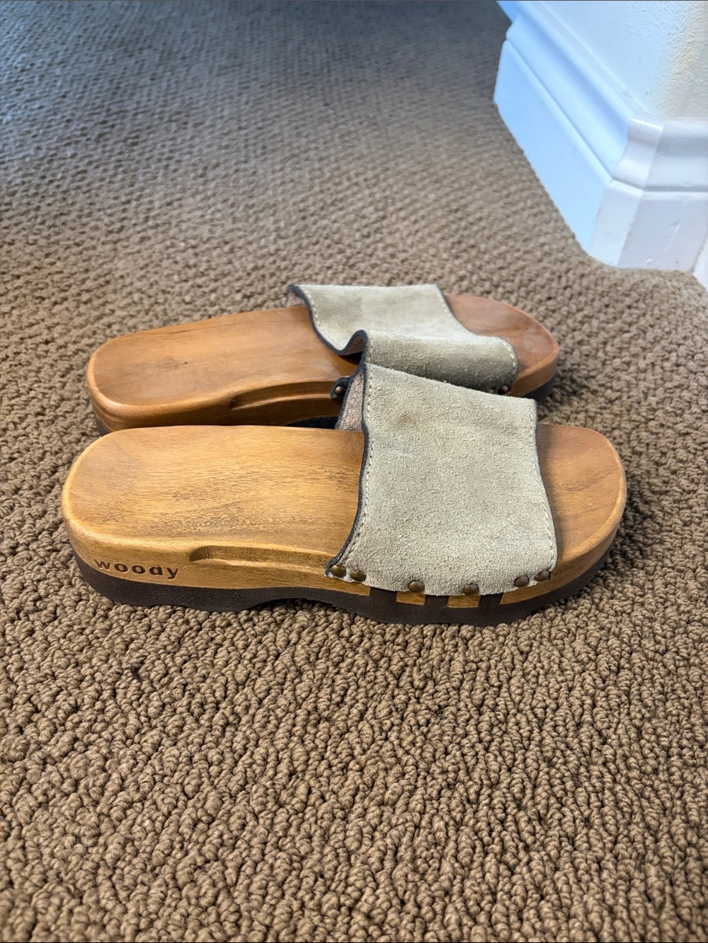 Women's Taupe Suede Slide Sandals